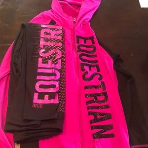 Justice “Equestrian” leggings and hoodie bundle